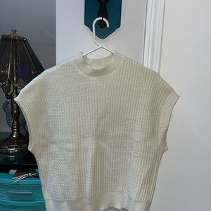 Cream Sleeveless Knit Sweater